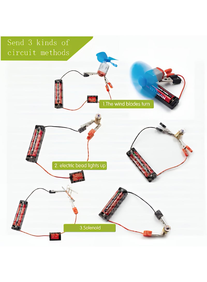 ALMiHomi DIY Science Experiment Kit for Kids – Electric Circuit Physics Set with Fan, Light Bulb, and Motor – STEM Educational Toy for School Science Projects & Engineering Learning (12Pcs Set) - Image 2